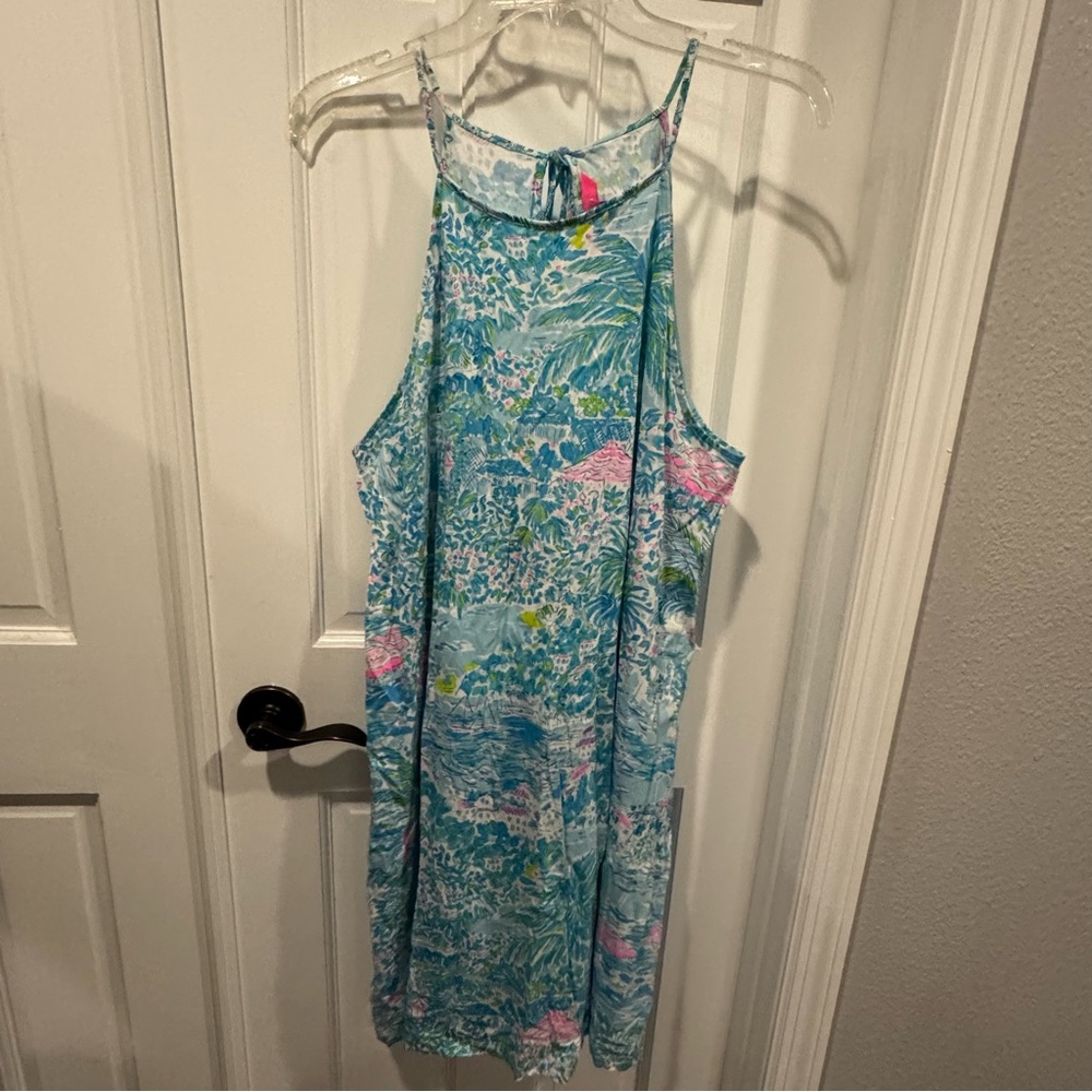 Lilly Pulitzer XL Margot Sunshine City Gustavia Green Swing‎ Mini Dress NWOT - Picture 2 of 9
